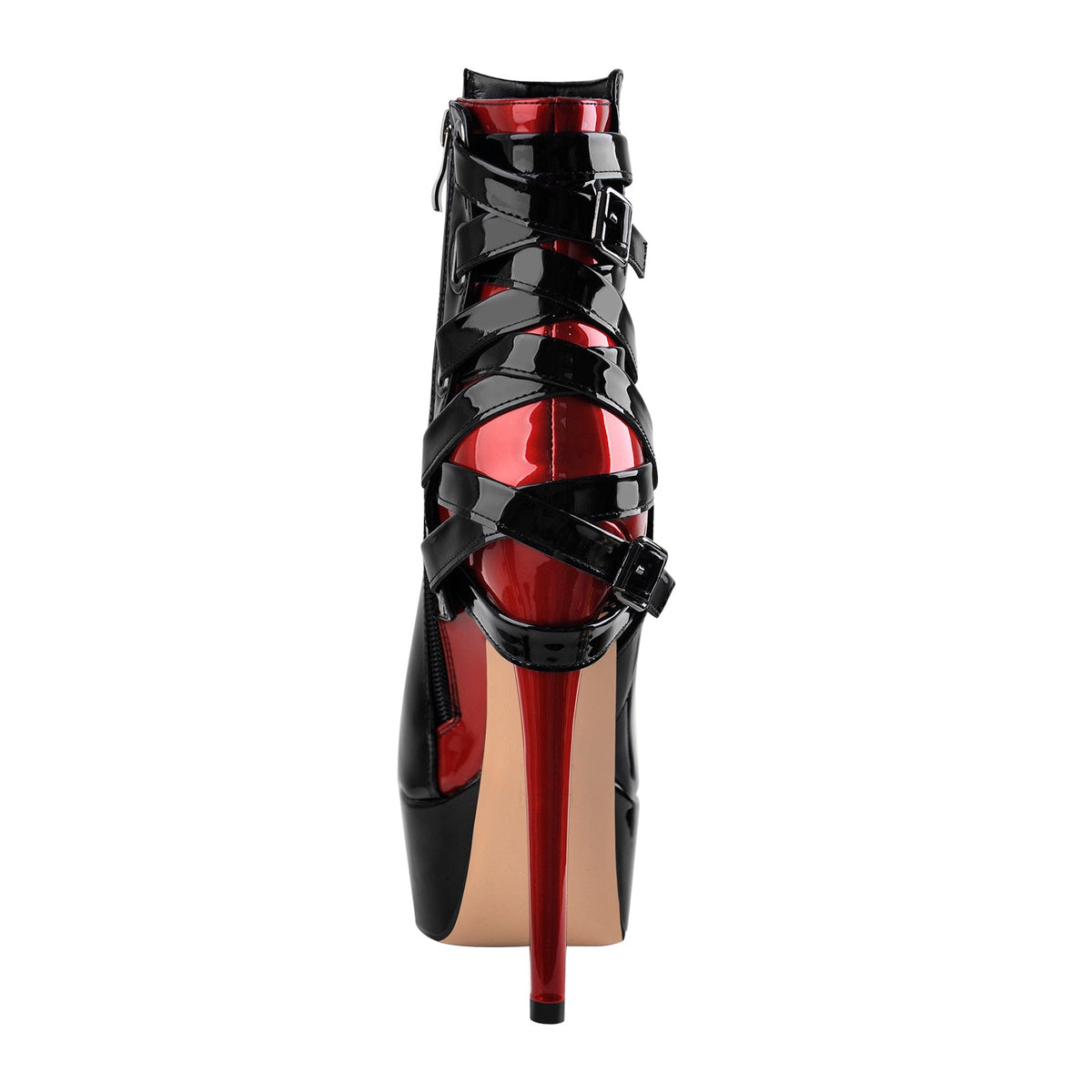 Black Strap Pointed Toe Stilettos Ankle Boots - Onlymaker Deals
