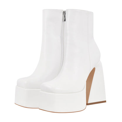 Chunky Ankle Boots Thick High Heels Platform Shoes - Onlymaker Signature
