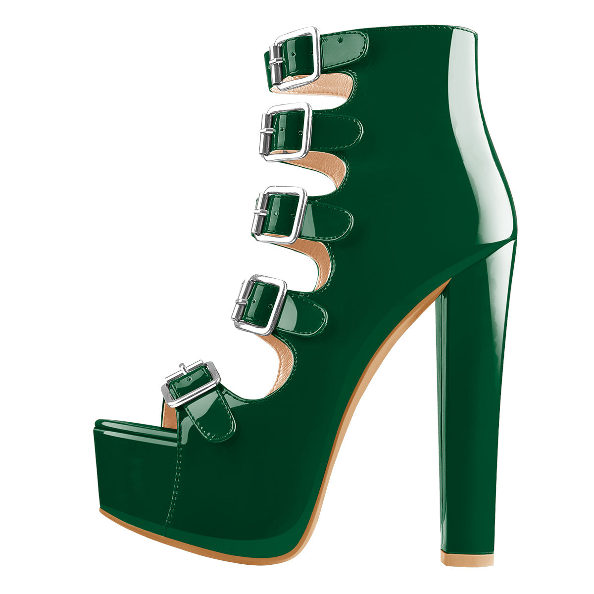 Five Buckle Strap Chunky Heels Sandals Boots - Onlymaker Customer Favorite