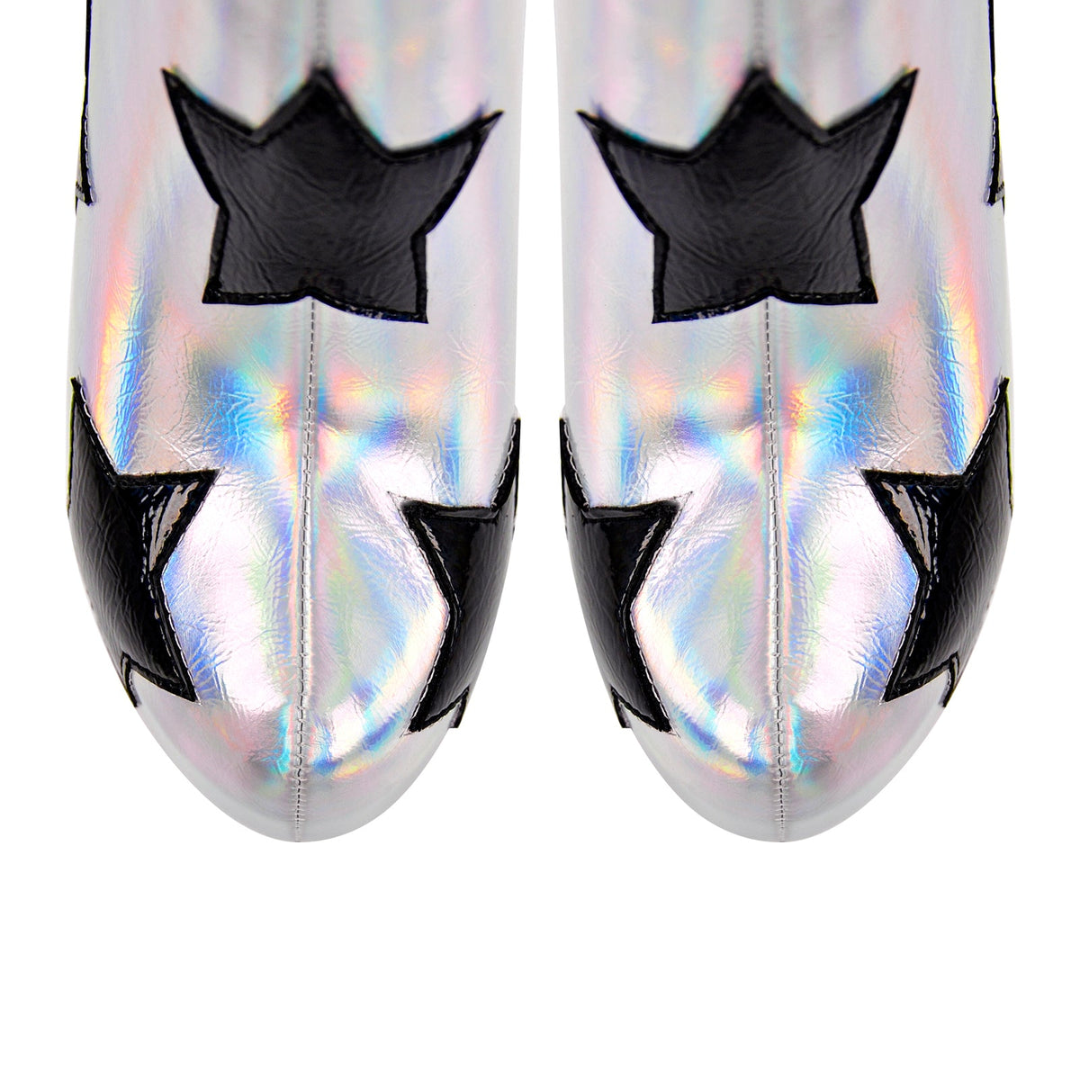 Platform Round Toe Chunky Heel Silver Star Boots - Onlymaker Best Price