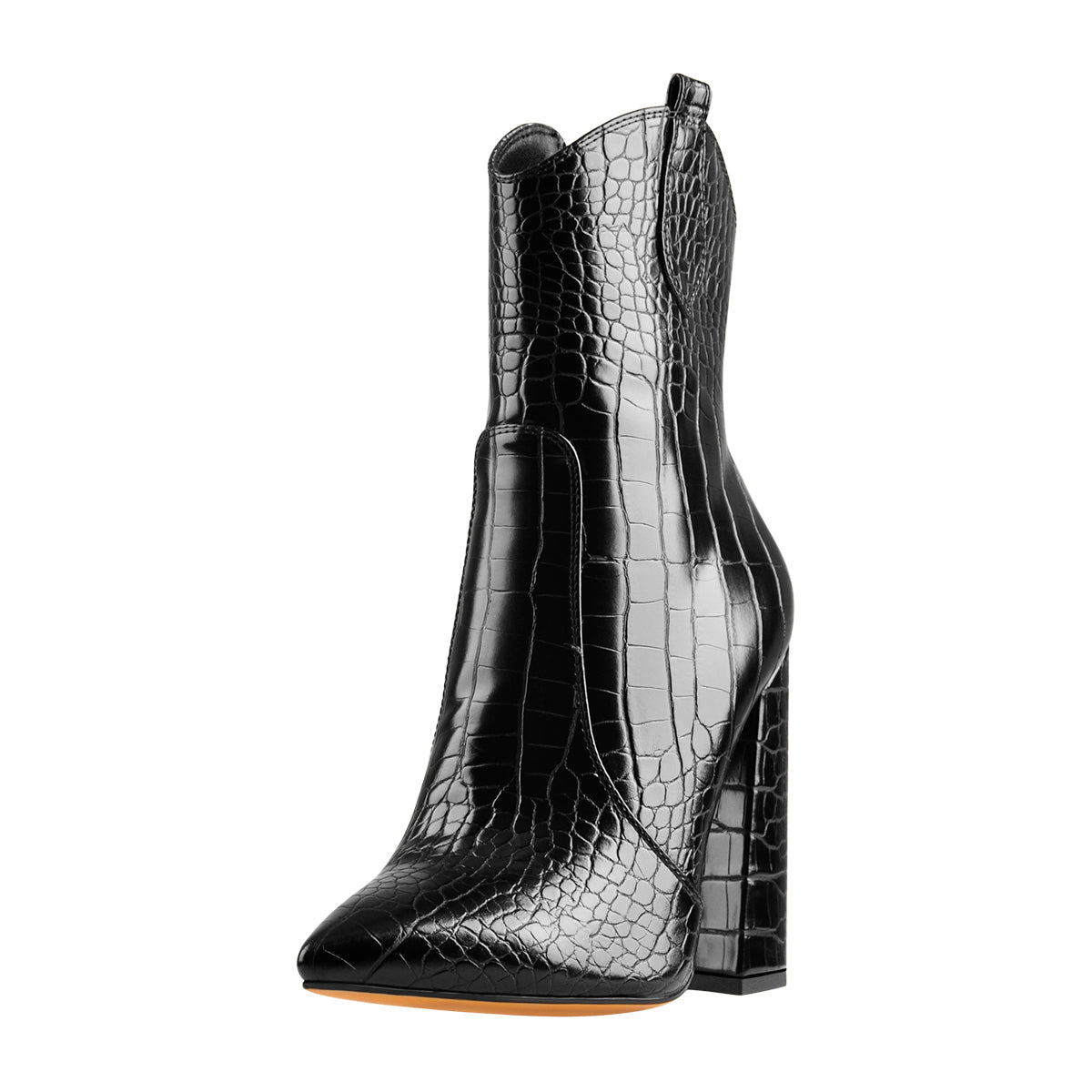 Black Pointed Toe Chunky Ankle Boots - Onlymaker Premium