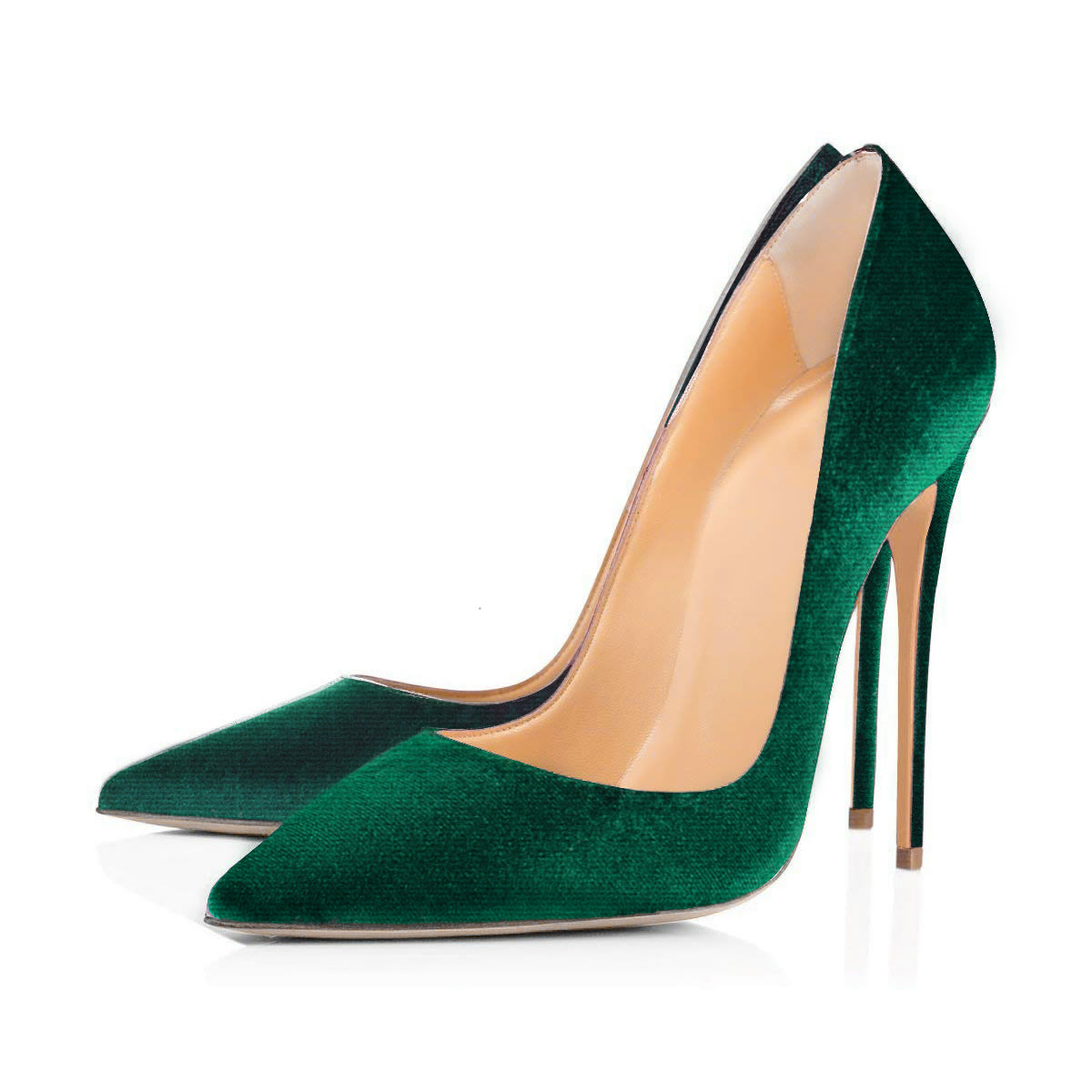 8cm 10cm 12cm Retro Green Classic Velvet Stilettos - Onlymaker Everyday