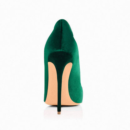 8cm 10cm 12cm Retro Green Classic Velvet Stilettos - Onlymaker Everyday