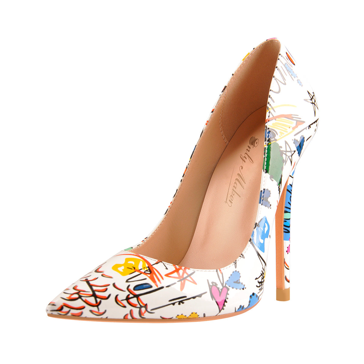 Graffiti Colorful Stiletto Pointed Toe 12cm High Heels Pumps - Onlymaker Classic