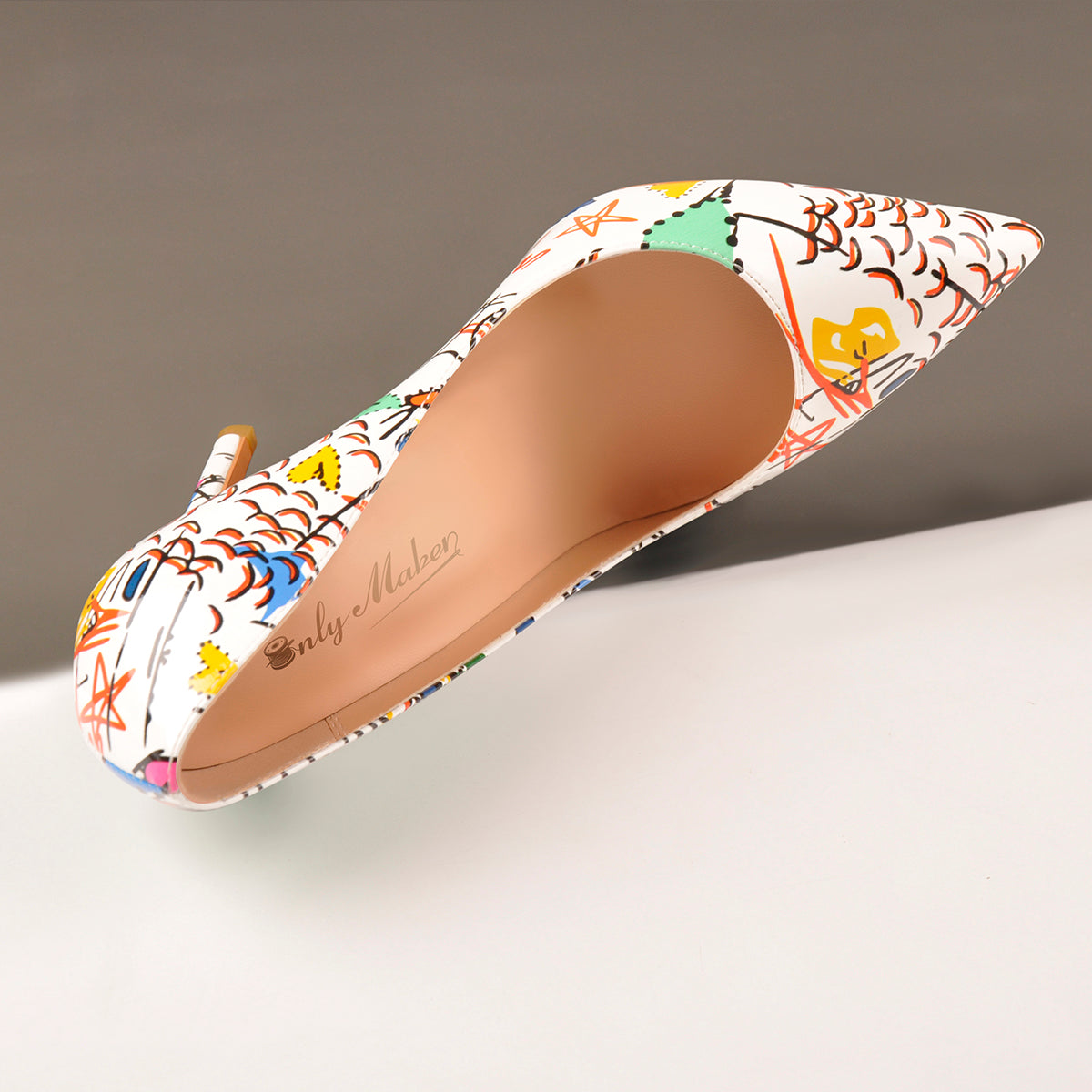 Graffiti Colorful Stiletto Pointed Toe 12cm High Heels Pumps - Onlymaker Classic