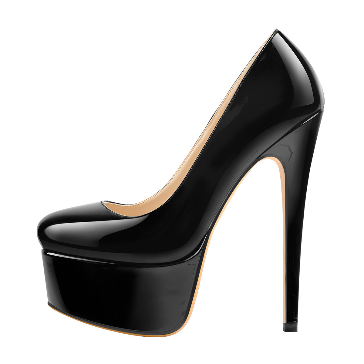 Platform Patent Leather Rounde Toe High Heels Pumps - Onlymaker Trending