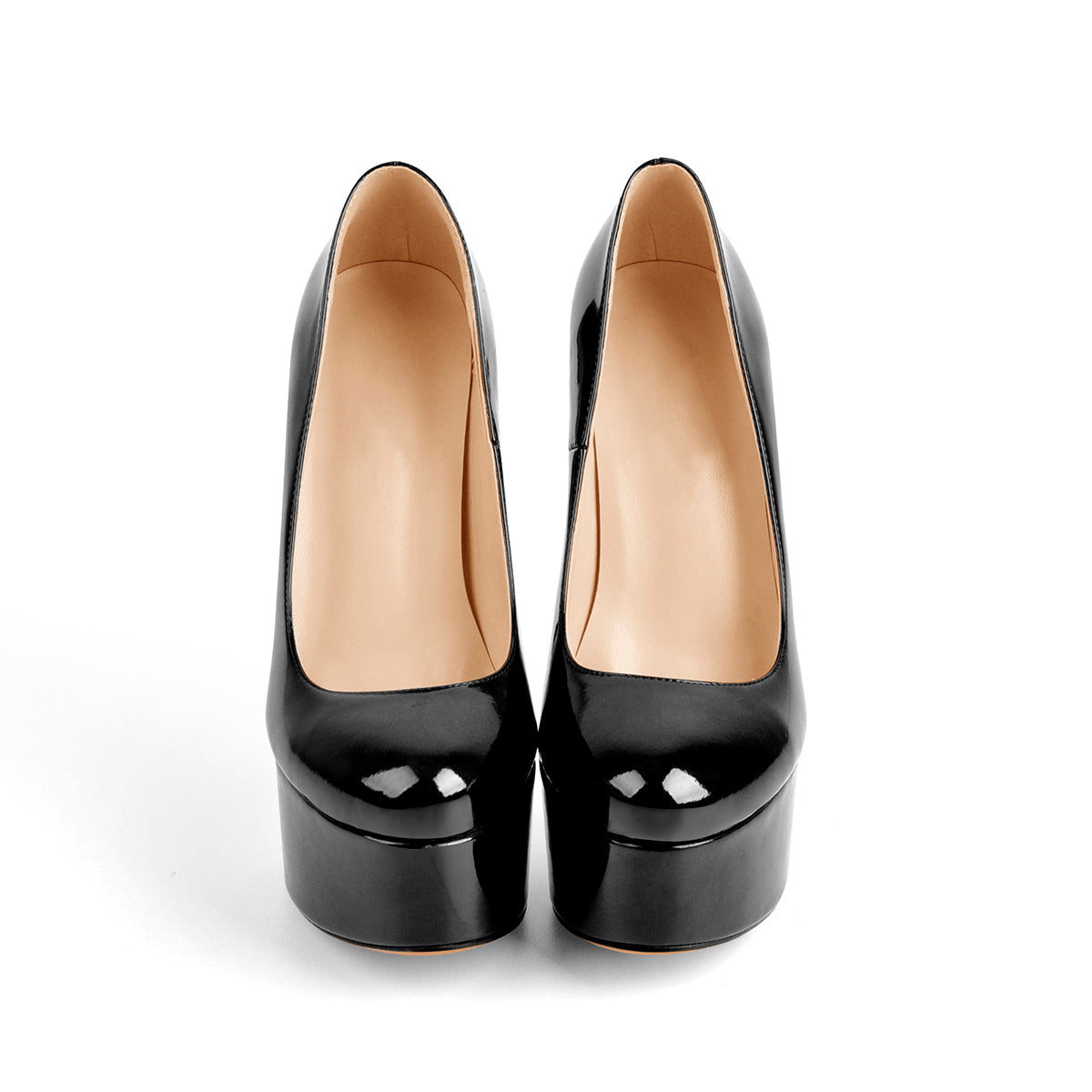 Platform Patent Leather Rounde Toe High Heels Pumps - Onlymaker Trending