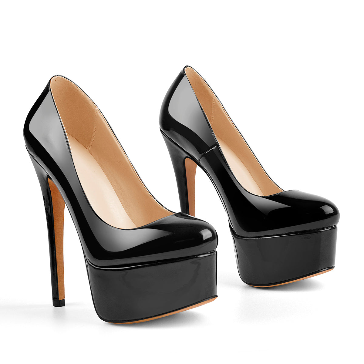 Platform Patent Leather Rounde Toe High Heels Pumps - Onlymaker Trending