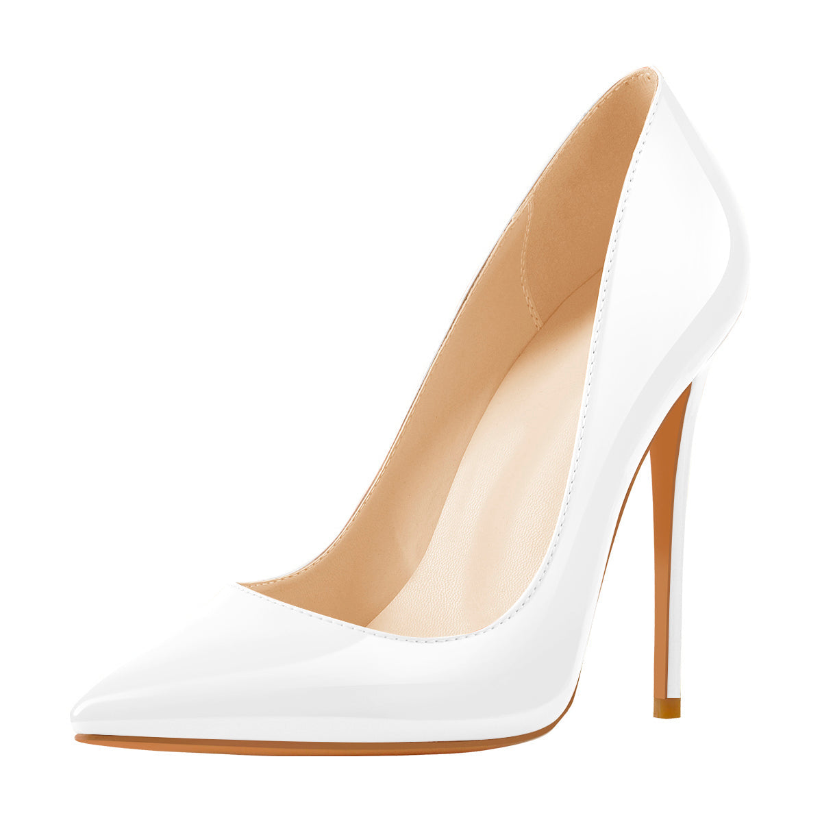 8cm 10cm 12cm Patent White Pointed Toe High Heel Pumps - Onlymaker Customer Favorite