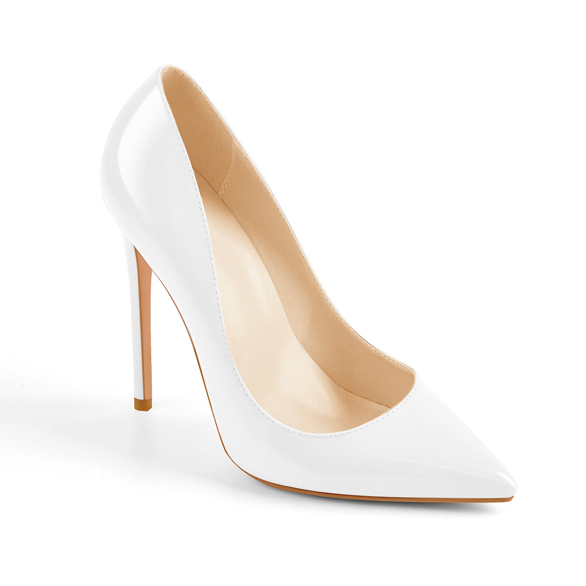 8cm 10cm 12cm Patent White Pointed Toe High Heel Pumps - Onlymaker Customer Favorite