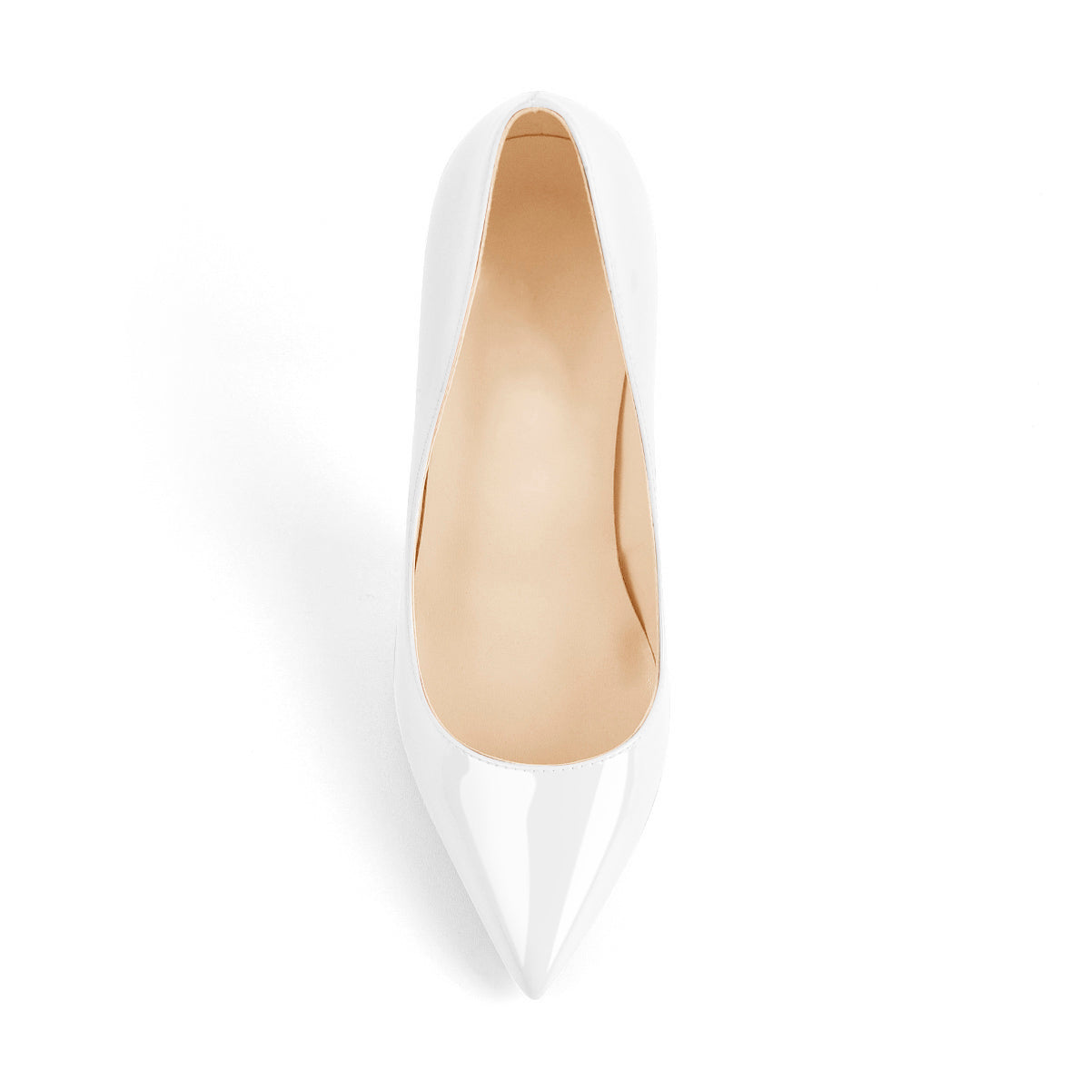 8cm 10cm 12cm Patent White Pointed Toe High Heel Pumps - Onlymaker Customer Favorite