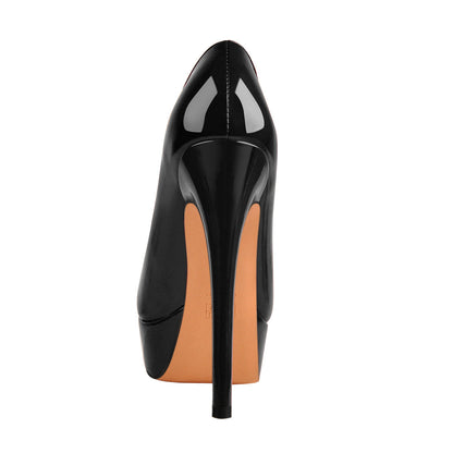 Black Round Toe Stiletto High Heels Slip-on Pumps - Onlymaker Signature