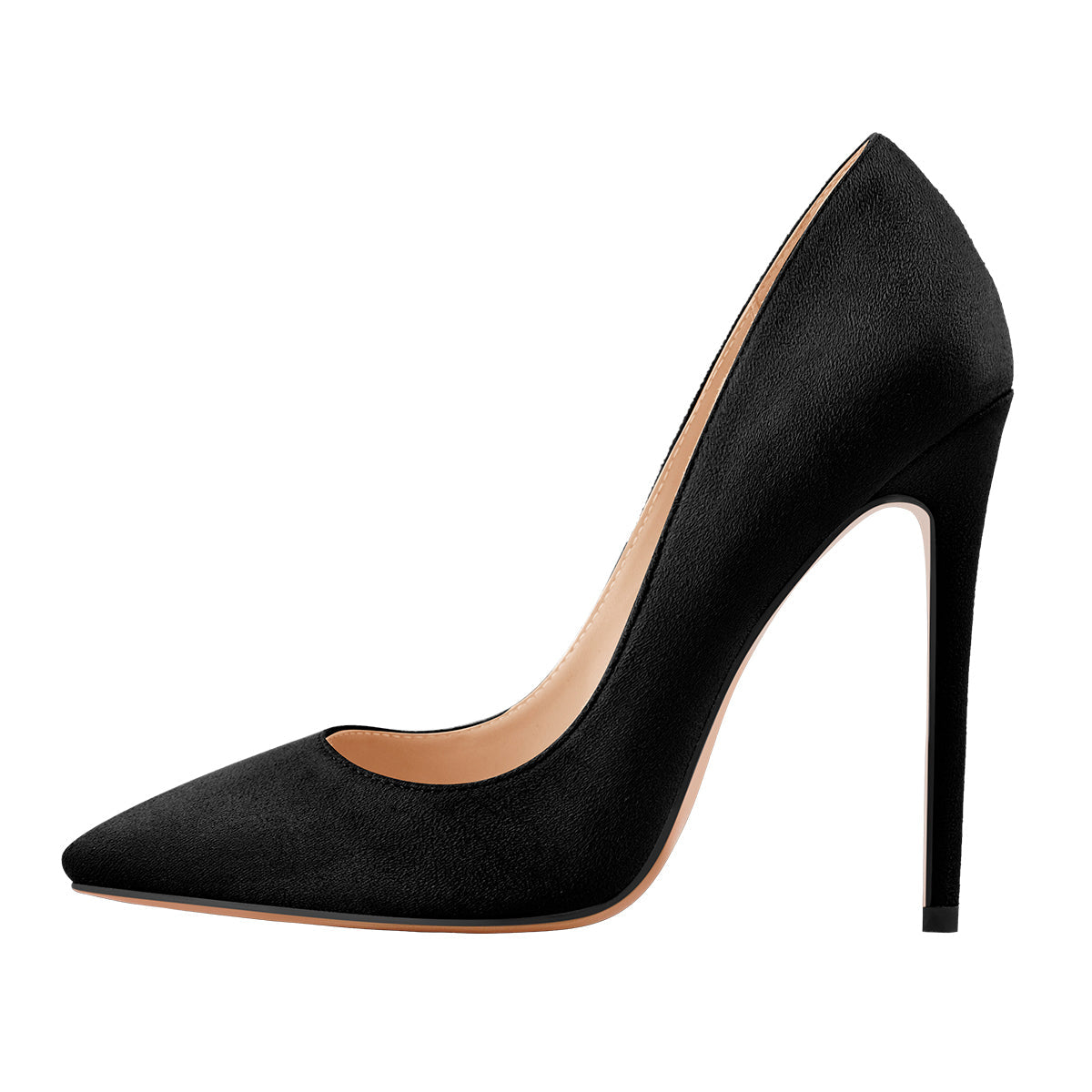 8cm 10cm 12cm Black Suede Pointed Toe Slip On High Heel Pumps - Onlymaker Discount