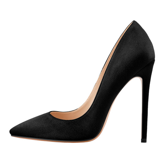 8cm 10cm 12cm Black Suede Pointed Toe Slip On High Heel Pumps - Onlymaker Discount