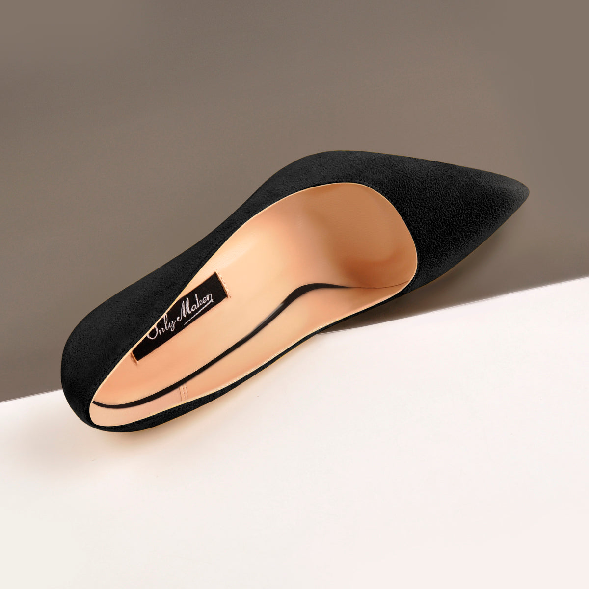 8cm 10cm 12cm Black Suede Pointed Toe Slip On High Heel Pumps - Onlymaker Discount