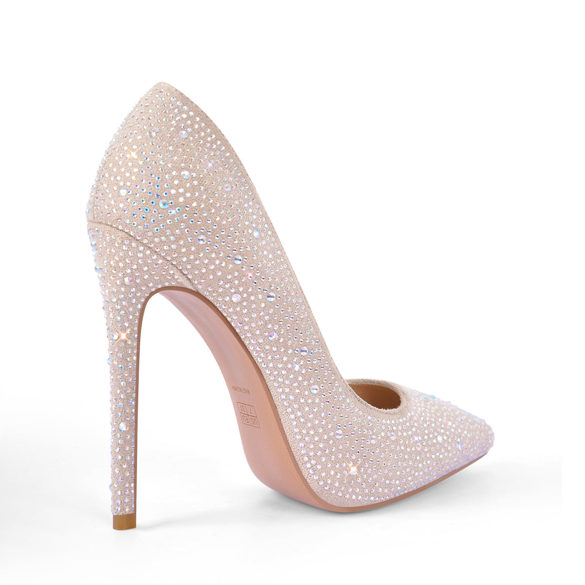 Pointed Toe Rhinestone Suede Stiletto Pumps - Onlymaker Classic