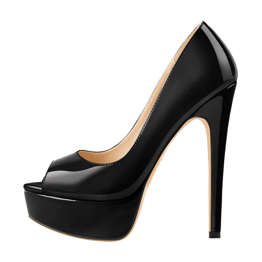 Peep Toe Pumps Platform Stiletto High Heels Pumps - Onlymaker Classic