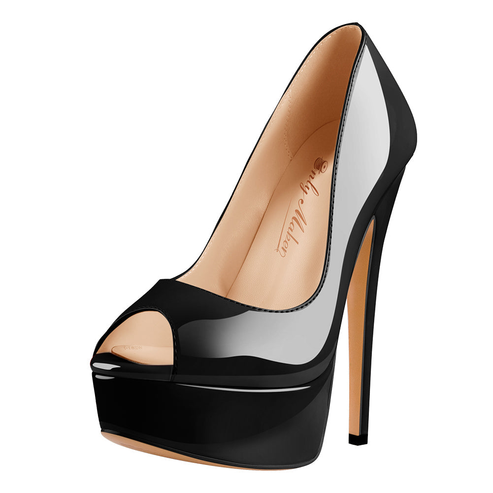Peep Toe Pumps Platform Stiletto High Heels Pumps - Onlymaker Classic