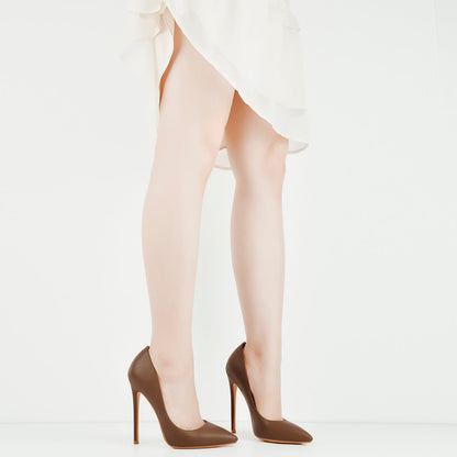 8cm 10cm 12cm Brown Pointed Toe Slip On High Heel Pumps - Onlymaker Customer Favorite