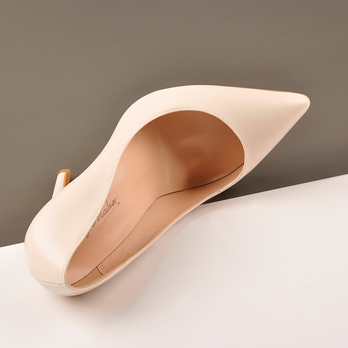 8cm 10cm 12cm Beige Pointed Toe Slip On High Heel Pumps - Onlymaker Sale