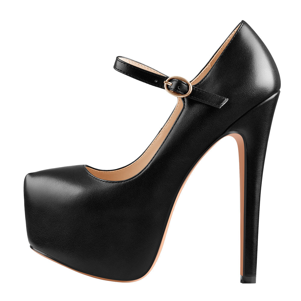 Mary Jane Platform Pointed Toe High Heels Pumps - Onlymaker Classic