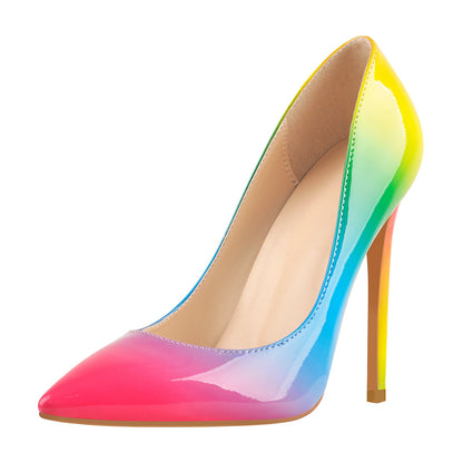 Rainbow Pointed Toe Stilettos Pumps - Onlymaker Special Offer