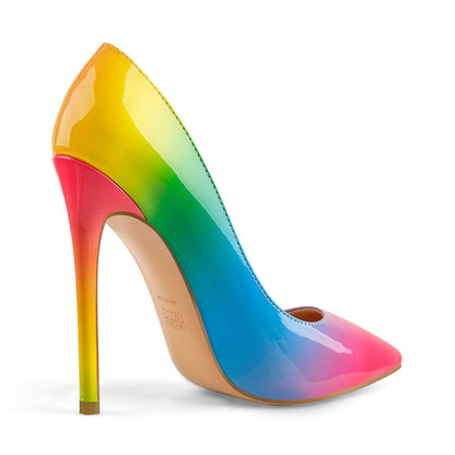 Rainbow Pointed Toe Stilettos Pumps - Onlymaker Special Offer