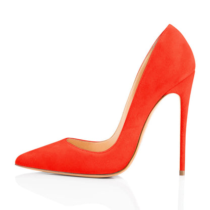 8cm 10cm 12cm Orange Suede Pointed Toe Basic Pumps - Onlymaker Sale