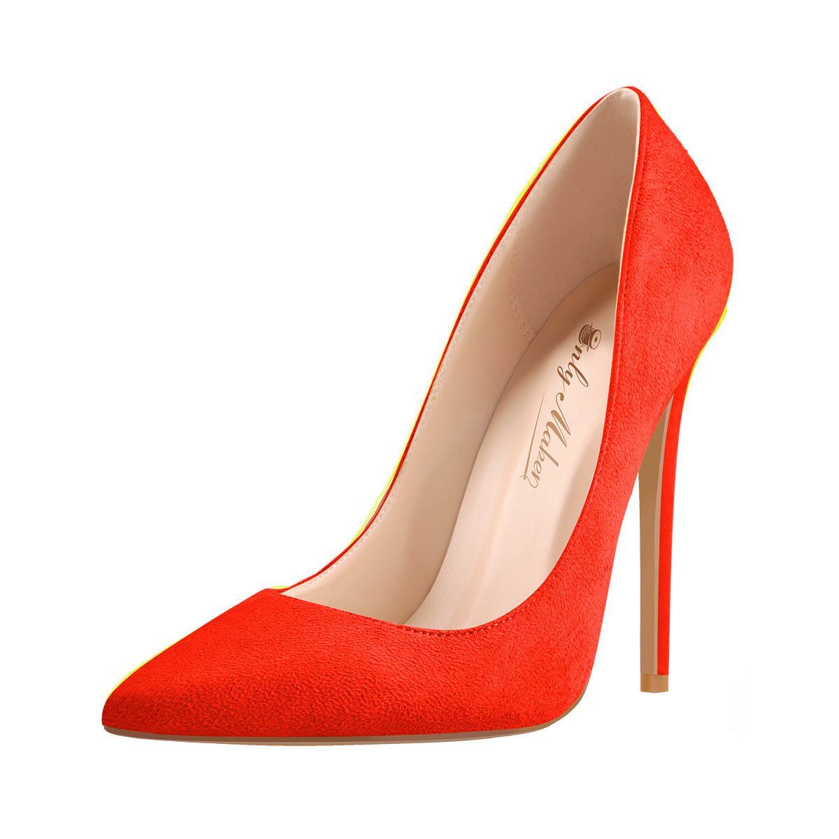 8cm 10cm 12cm Orange Suede Pointed Toe Basic Pumps - Onlymaker Sale