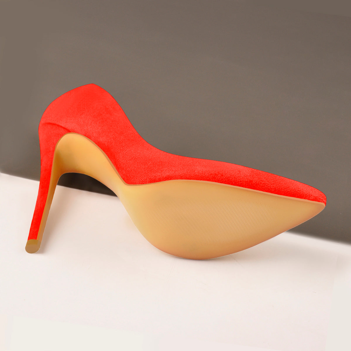 8cm 10cm 12cm Orange Suede Pointed Toe Basic Pumps - Onlymaker Sale