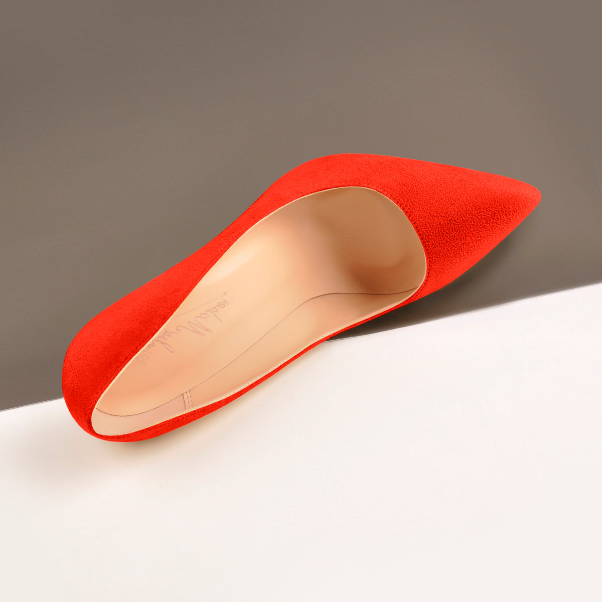 8cm 10cm 12cm Orange Suede Pointed Toe Basic Pumps - Onlymaker Sale