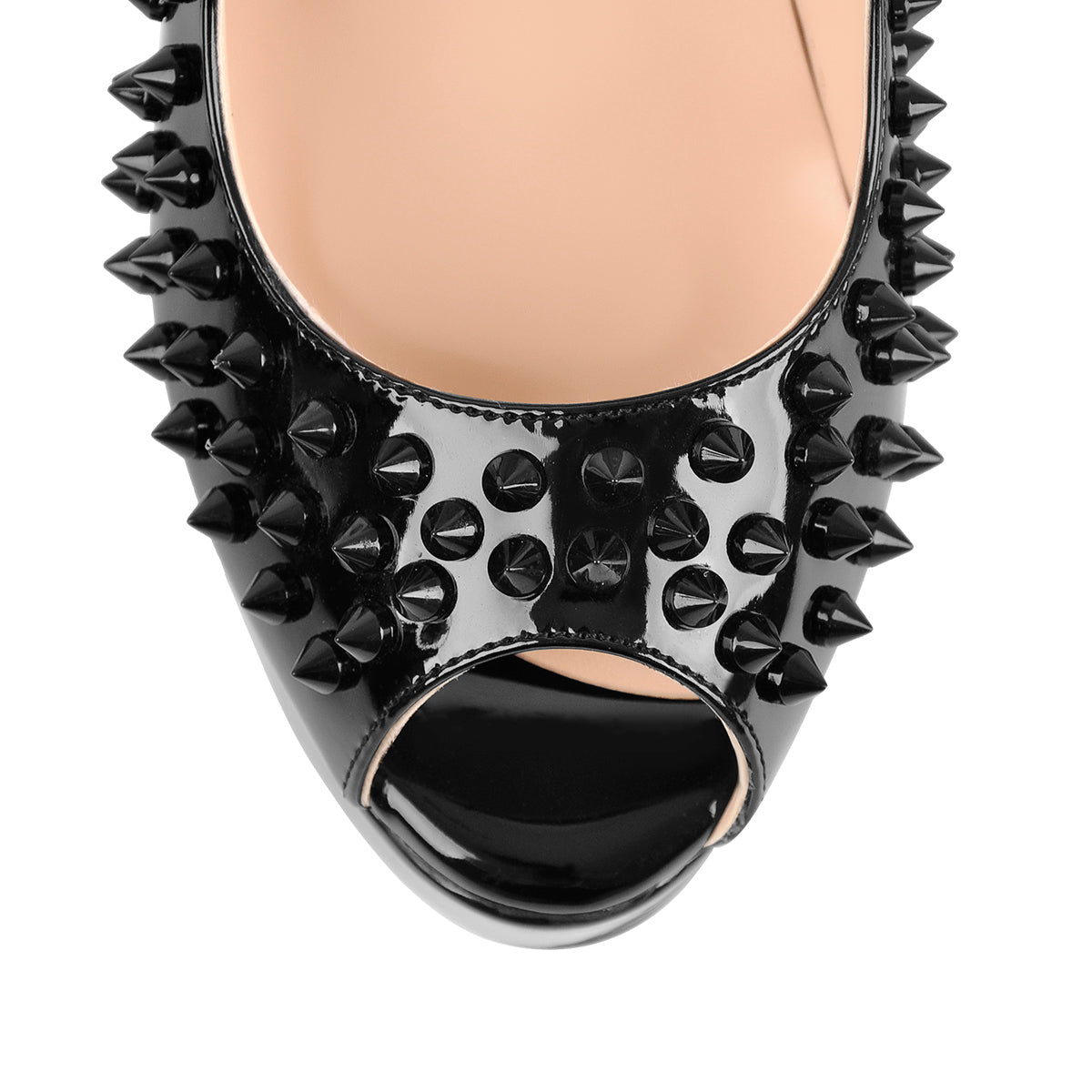 Peep Toe Platform Rivets High Heels Pumps - Onlymaker Latest