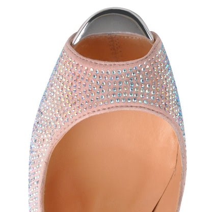 Pink Rhinestones Peep Toe Platform Stiletto High Heel Pumps - Onlymaker Discount