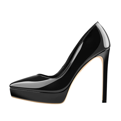 Low Platform Pointed Toe Stiletto Heels Pumps - Onlymaker Exclusive