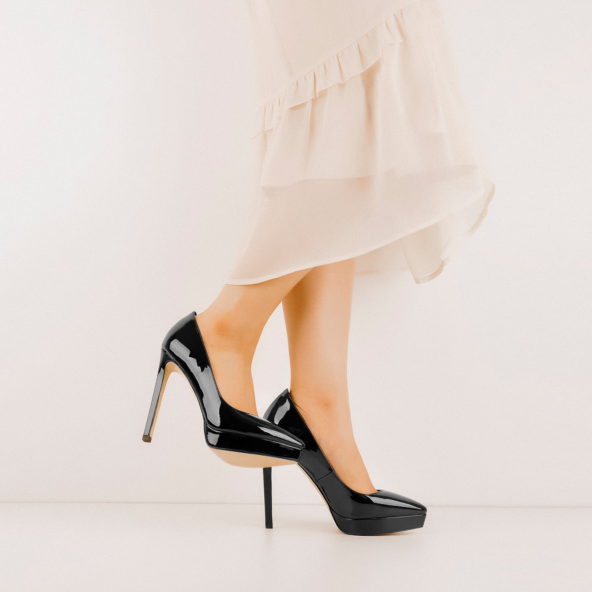 Low Platform Pointed Toe Stiletto Heels Pumps - Onlymaker Exclusive