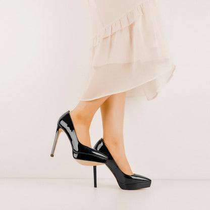 Low Platform Pointed Toe Stiletto Heels Pumps - Onlymaker Exclusive