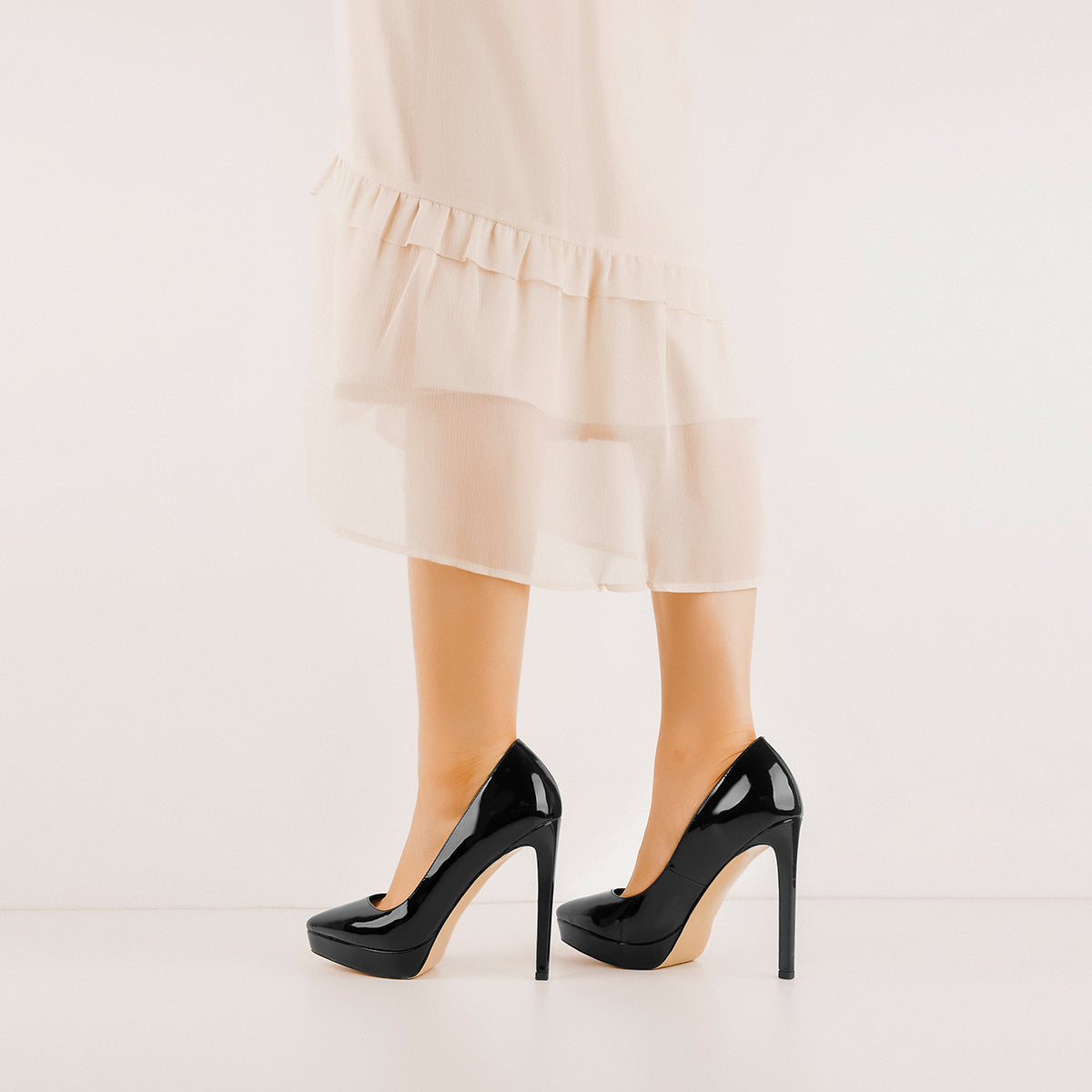Low Platform Pointed Toe Stiletto Heels Pumps - Onlymaker Exclusive