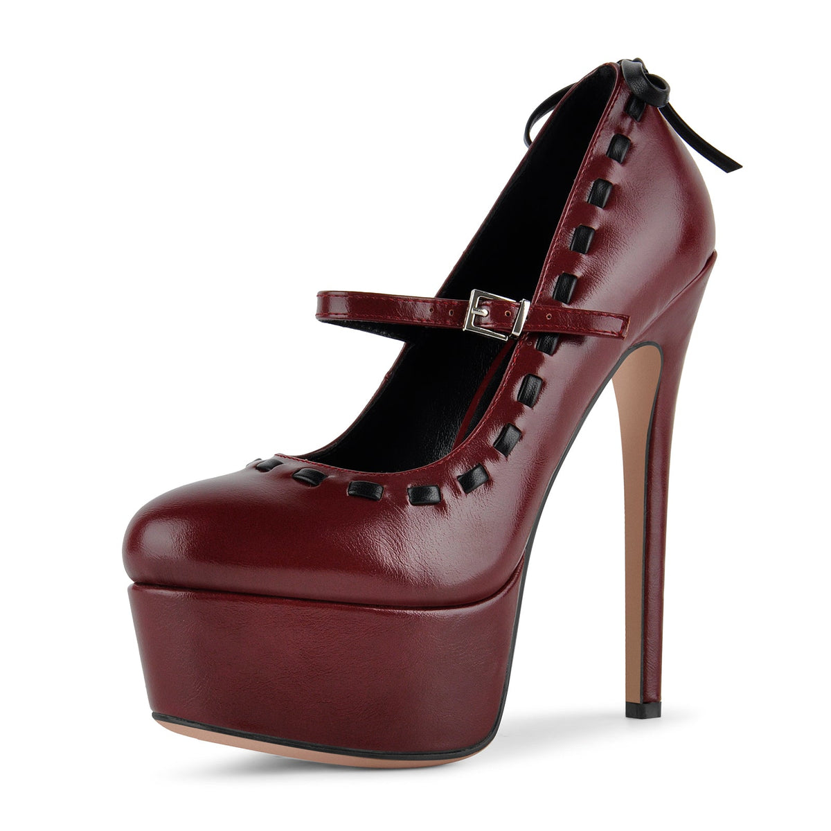 Platform Back Bow Mary Jane Stiletto Pumps - Onlymaker Value