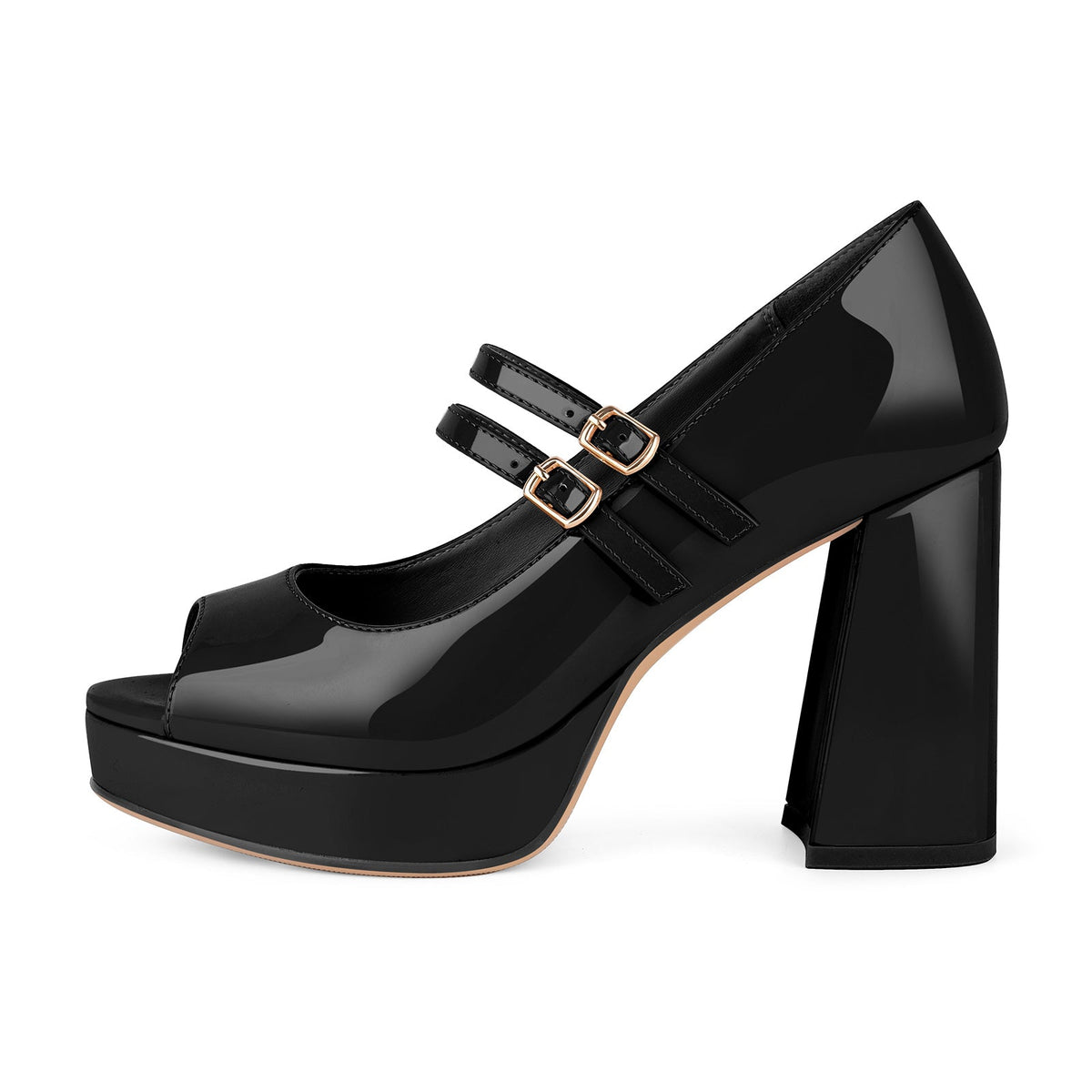 Peep Toe Platform Mary Jane Chunky Heels - Onlymaker Special Offer