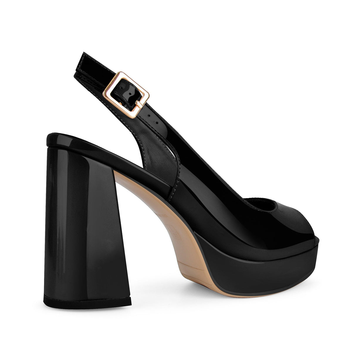 Peep Toe Platform Slingback Patent Pumps - Onlymaker Exclusive