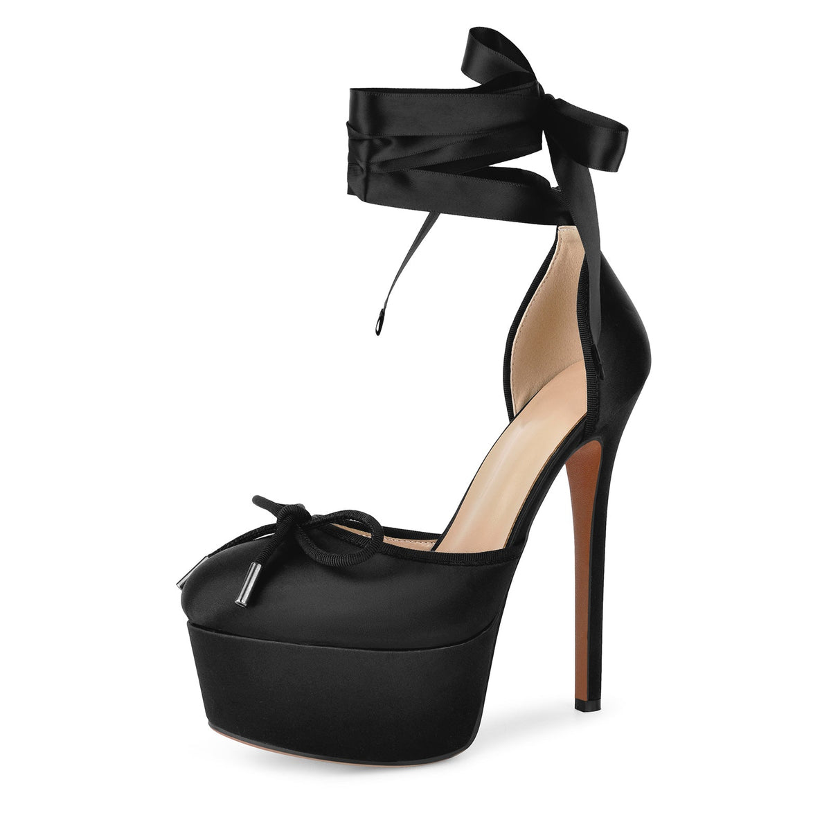 Bow Platform Ankle Lace-up Pumps - Onlymaker Great Value