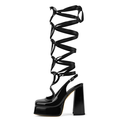 Heart Lace-up Slingback Pumps - Onlymaker Trending