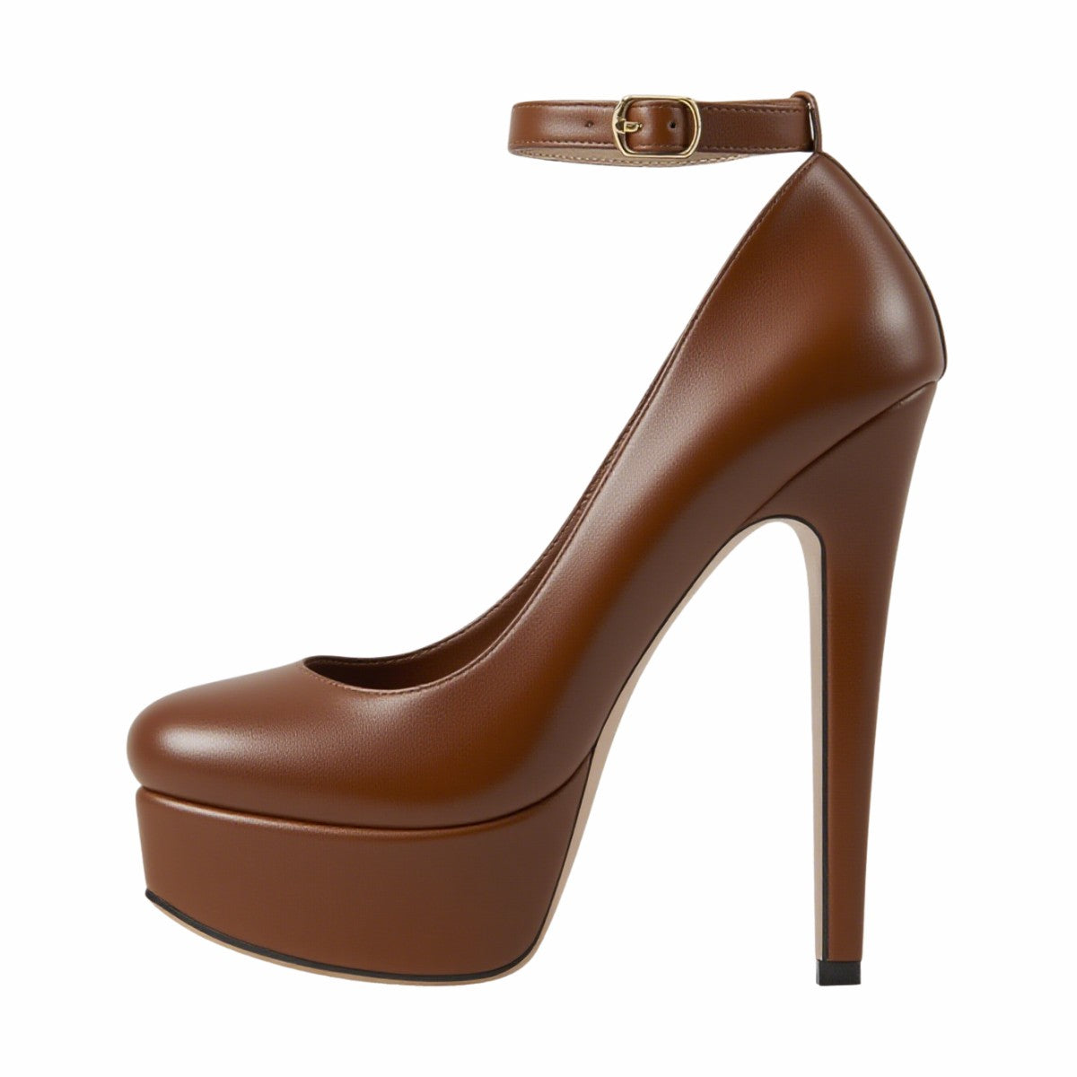 Round Toe Platform Ankle Strap High Heels - Onlymaker Featured