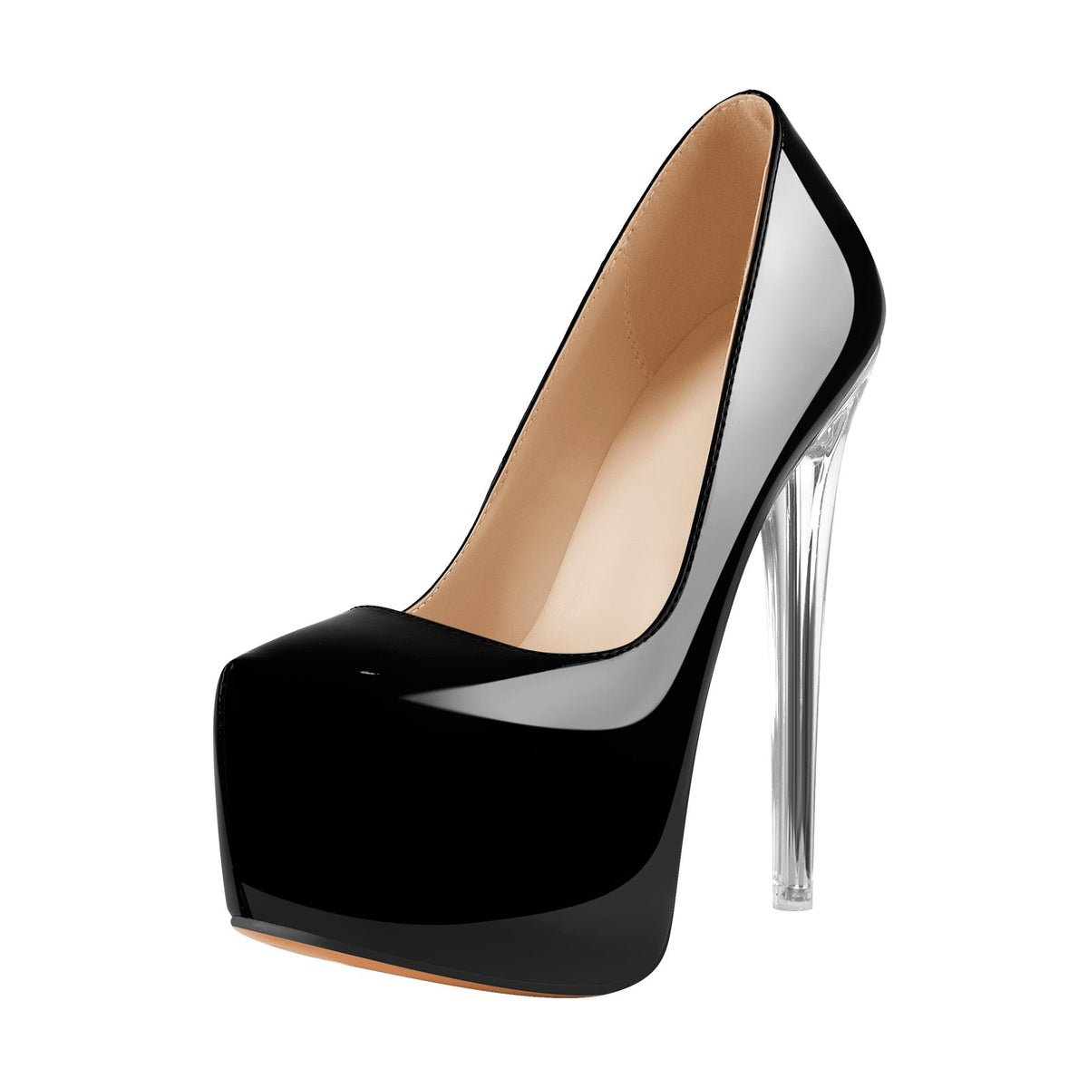 Pointed Toe Platform Clear Heel Stiletto Pumps - Onlymaker Best Price