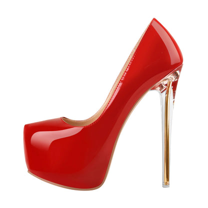 Pointed Toe Platform Clear Heel Stiletto Pumps - Onlymaker Best Price