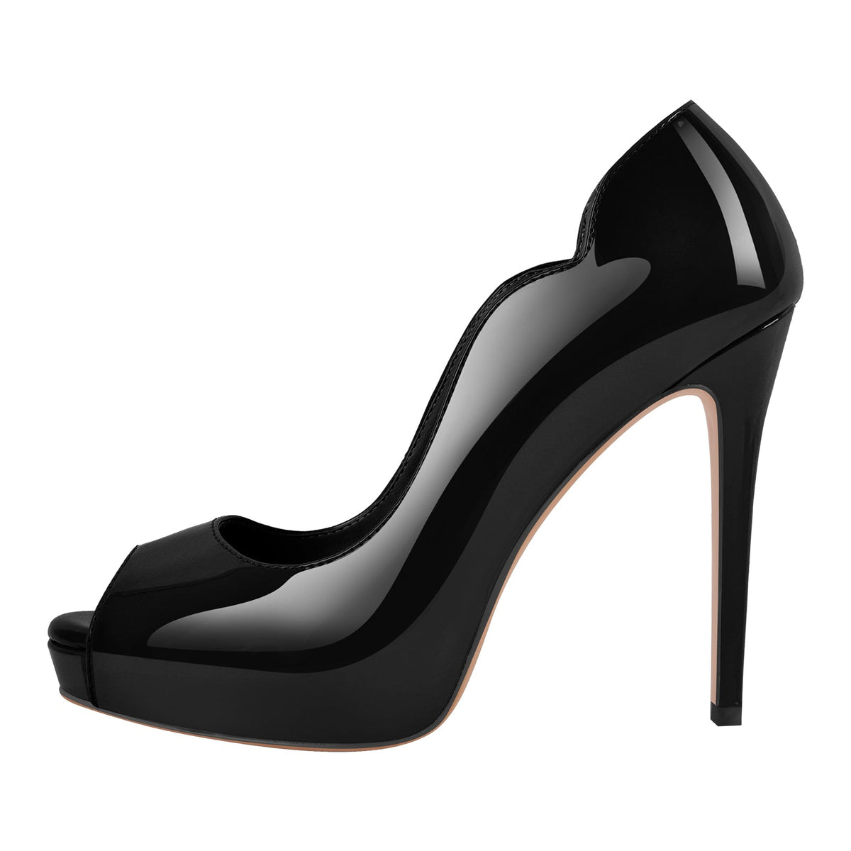 Peep Toe Platform Patent Leather High Heels - Onlymaker Premium