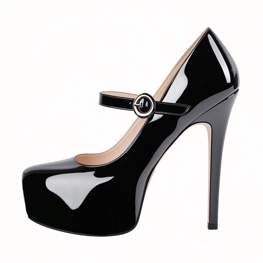 Platform Patent Leather Mary Jane High Heels - Onlymaker Great Value