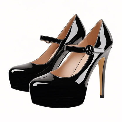 Platform Patent Leather Mary Jane High Heels - Onlymaker Great Value