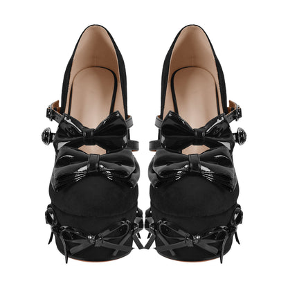 Bow Platform Suede Mary Jane High Heels - Onlymaker Great Value
