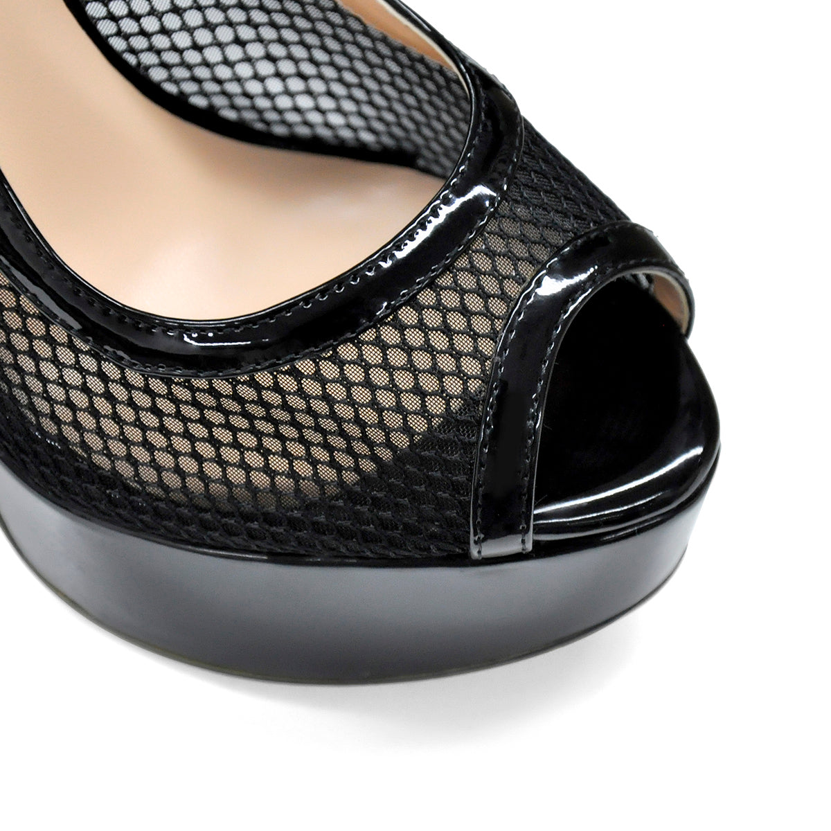 Peep Toe Platform Mesh Buckle Stiletto Pumps - Onlymaker Essential